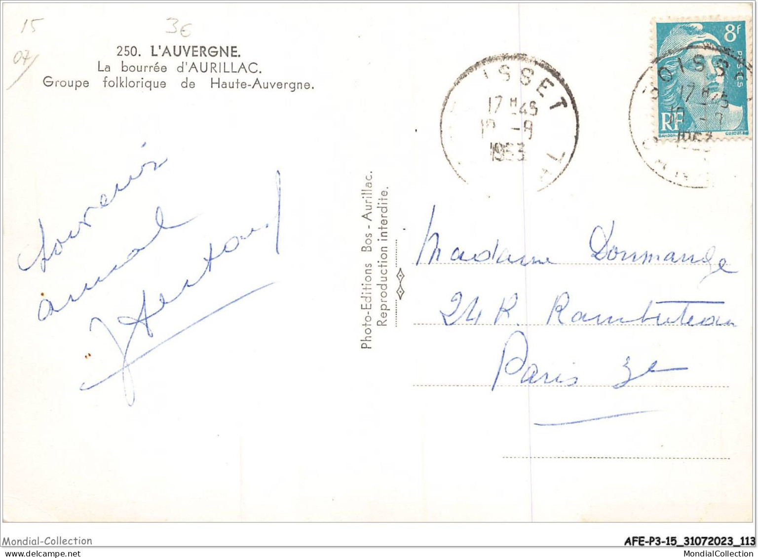 AFEP3-15-0209 - L'auvergne - La Bourrée D'AURILLAC - Groupe Folklorique De La Haute-auvergne  - Aurillac