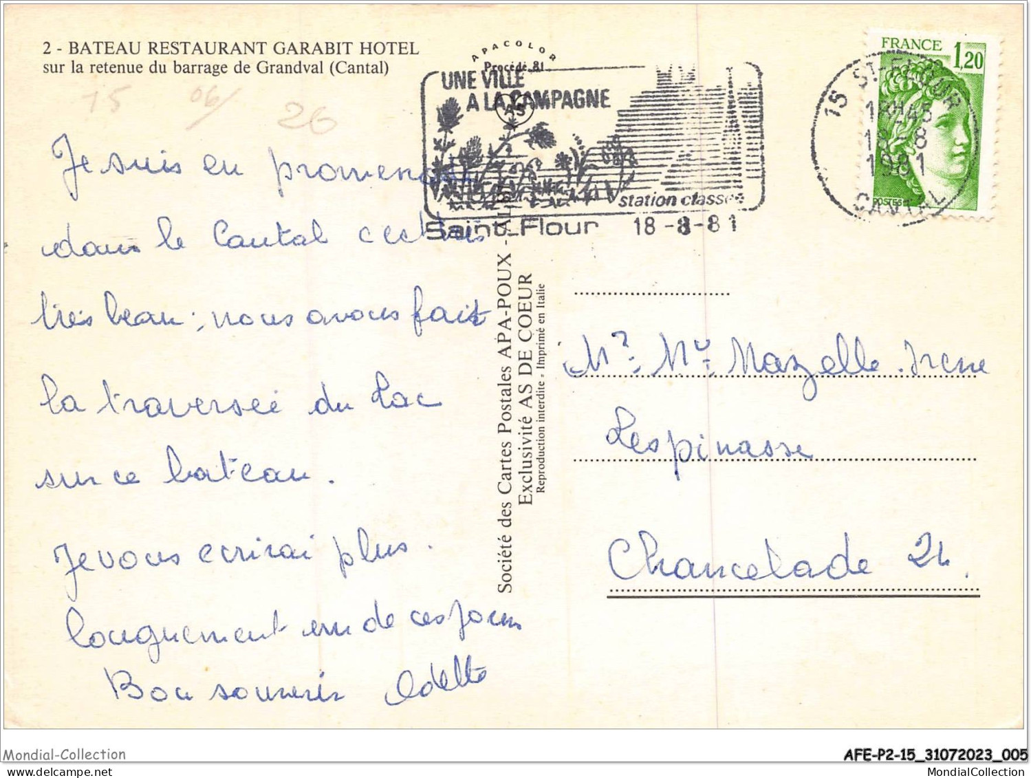 AFEP2-15-0093 - BATEAU RESTAURANT GARABIT HOTEL - Sur La Retenue Du Barrage De Grandval  - Autres & Non Classés