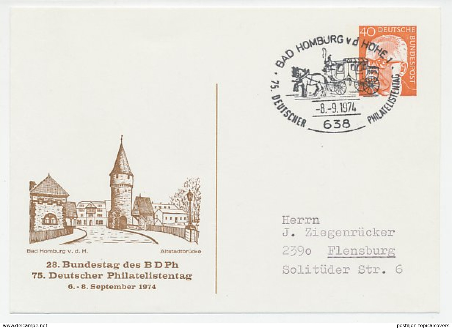 Postal Stationery / Postmark Germany 1974 Mail Coach - Horse - Other & Unclassified
