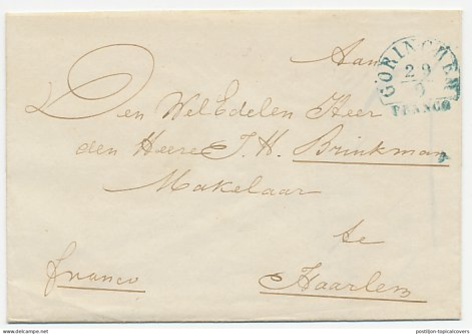 Halfrond-Francostempel Gorinchem - Haarlem 1851 - ...-1852 Préphilatélie