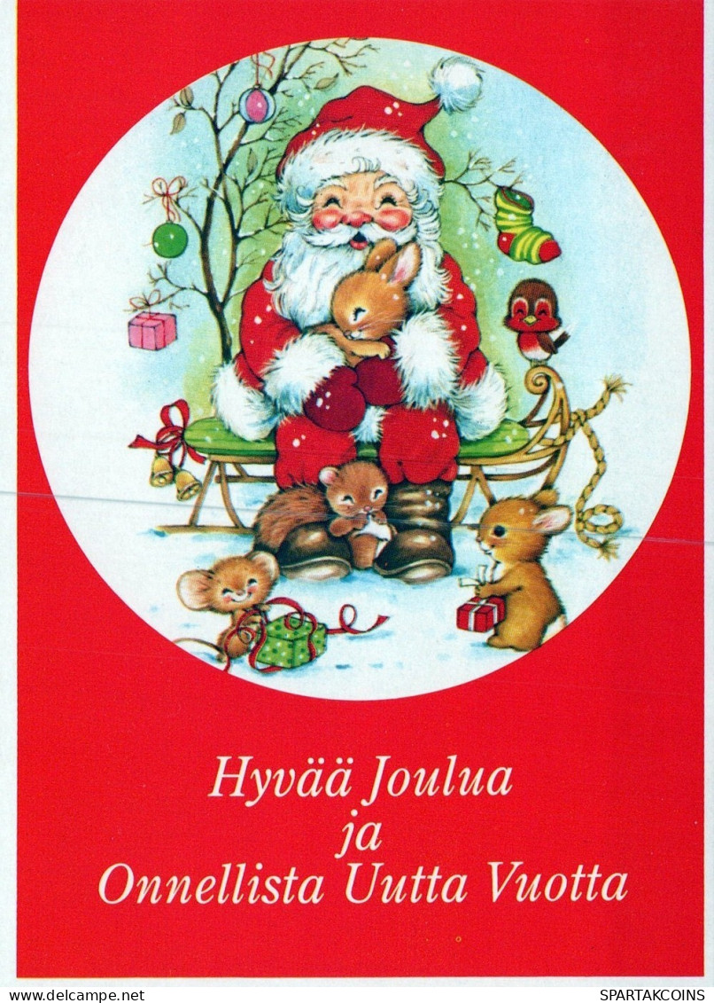 WEIHNACHTSMANN SANTA CLAUS TIERE WEIHNACHTSFERIEN Vintage Postkarte CPSM #PAK597.DE - Santa Claus