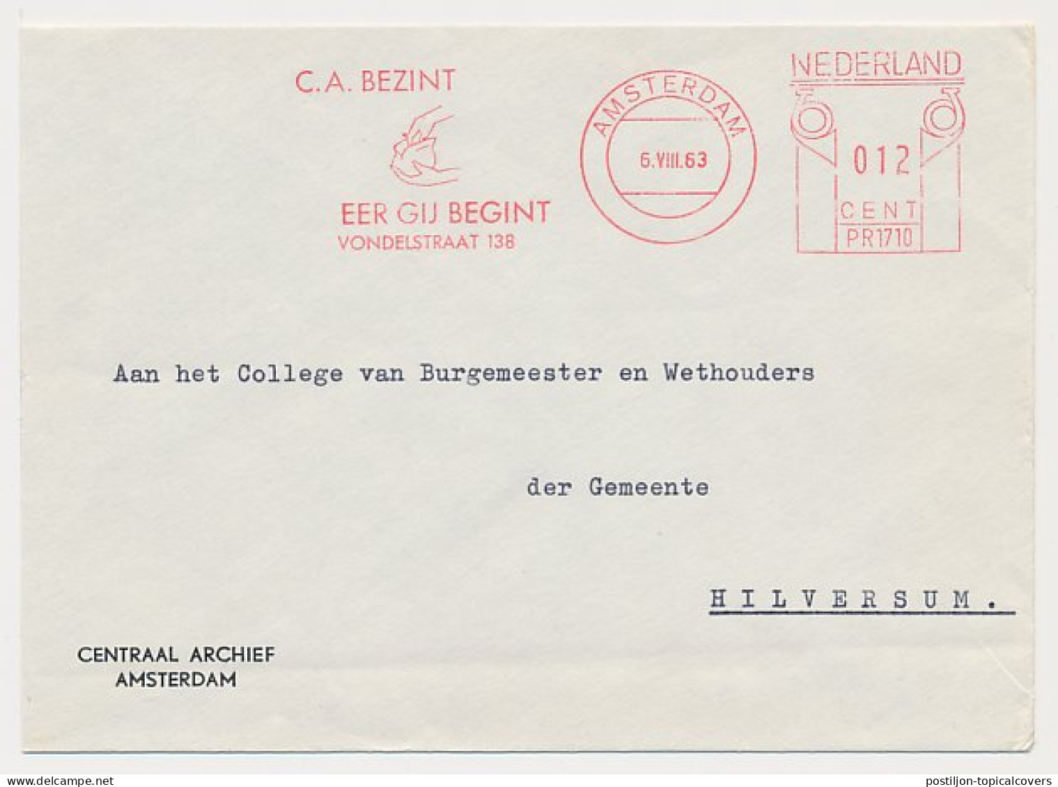 Meter Cover Netherlands 1963 Wallet - Reflect Before You Begin - Unclassified