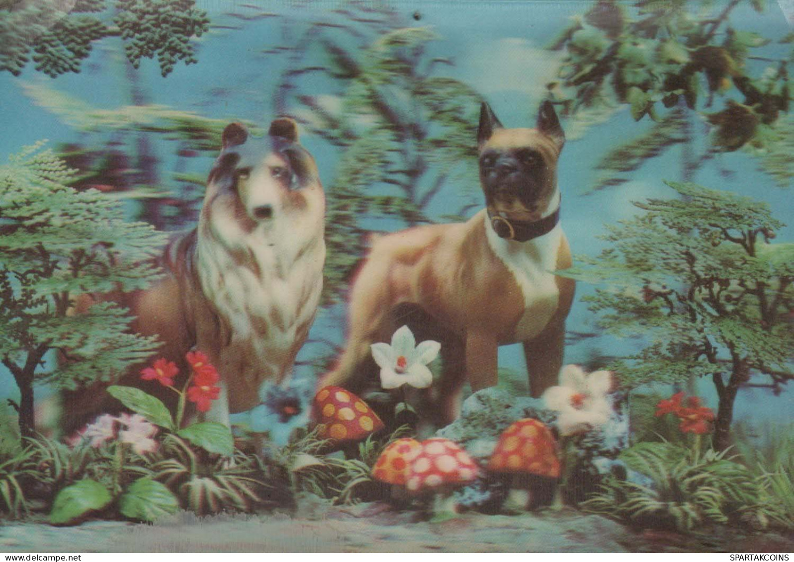 PERRO Animales LENTICULAR 3D Vintage Tarjeta Postal CPSM #PAZ192.ES - Chiens