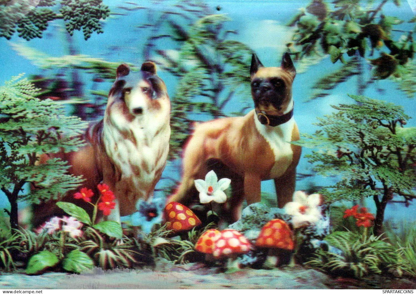 PERRO Animales LENTICULAR 3D Vintage Tarjeta Postal CPSM #PAZ192.ES - Chiens
