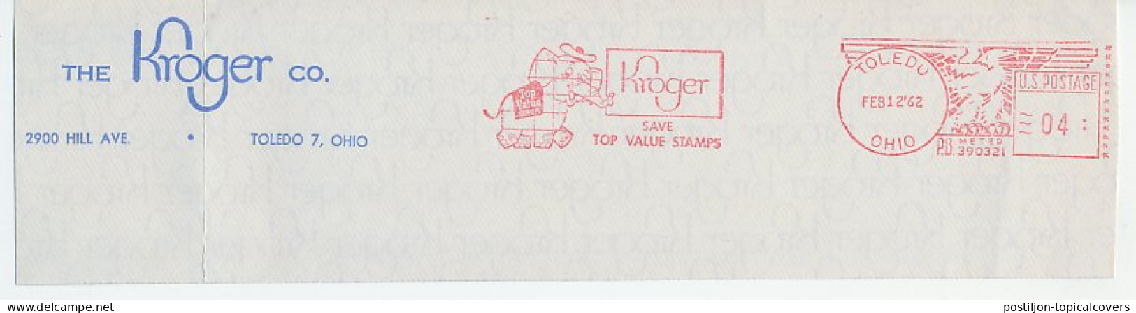 Meter Top Cut USA 1962 Elephant - Top Value Stamps - Autres & Non Classés