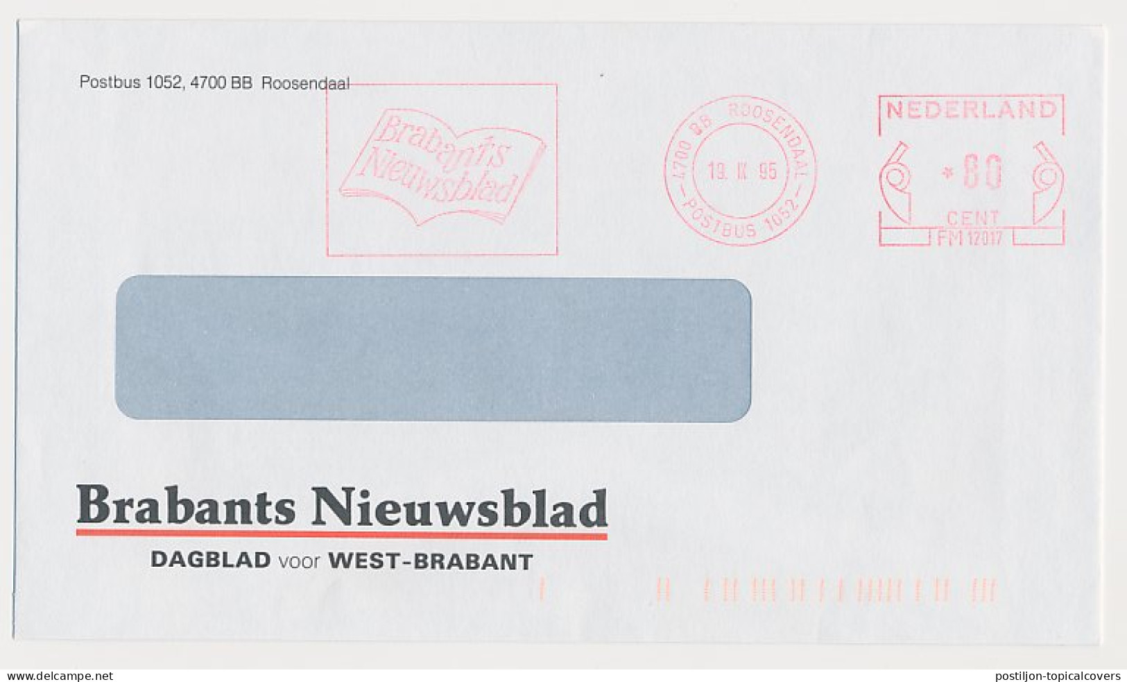 Meter Cover Netherlands 1995 Newspaper - Roosendaal - Unclassified