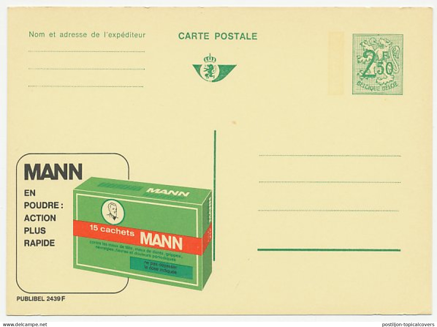 Publibel - Postal Stationery Belgium 1970 Medicine - Headache - Toothache - Flu - Fever - Pharmacie