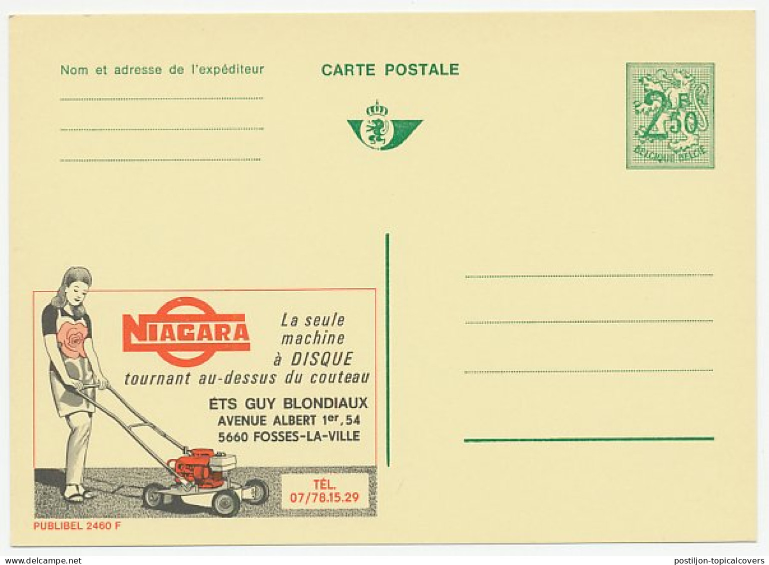 Publibel - Postal Stationery Belgium 1970 Lawn Mower - Agriculture