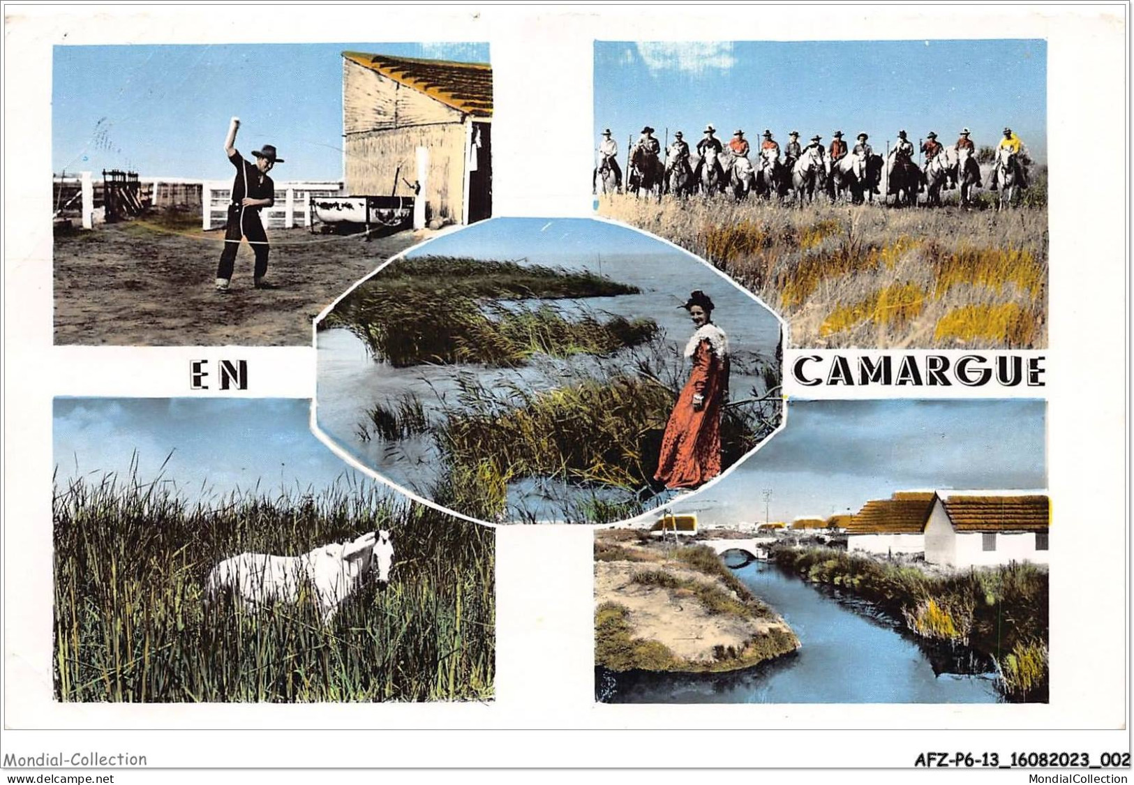 AFZP6-13-0433 - EN CAMARGUE - Le Jeu Du Lasso - Gardians Le Vaccarès - Crin Blanc - Cabanes De Gardians - Saintes Maries De La Mer