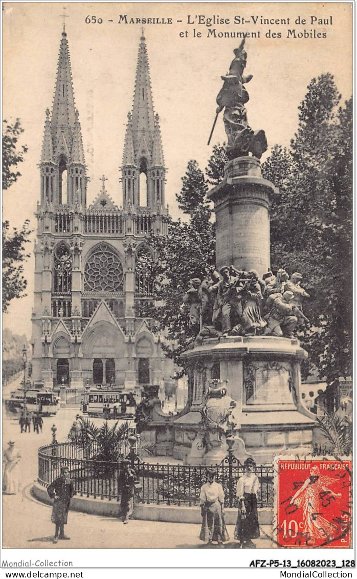 AFZP5-13-0411 - MARSEILLE - L'église St-vincent De Paul Et Le Monument Des Mobiles - Monuments