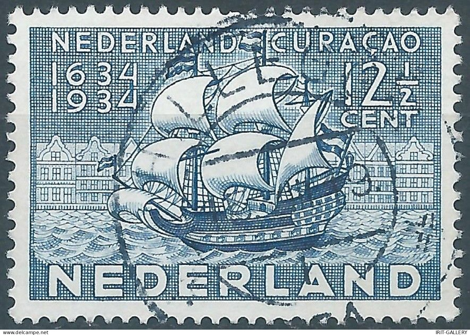 HOLLAND-NETHERLANDS-NEDERLAND,1934 Curacao Jubilee,12½C Blue,Oblitéré - Oblitérés