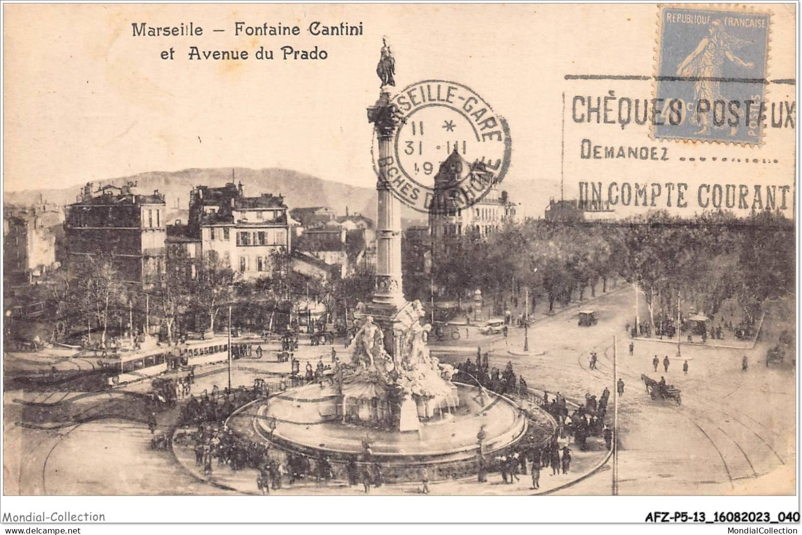 AFZP5-13-0367 - MARSEILLE - Fontaine Cantini Et Avenue Du Prado - Monuments