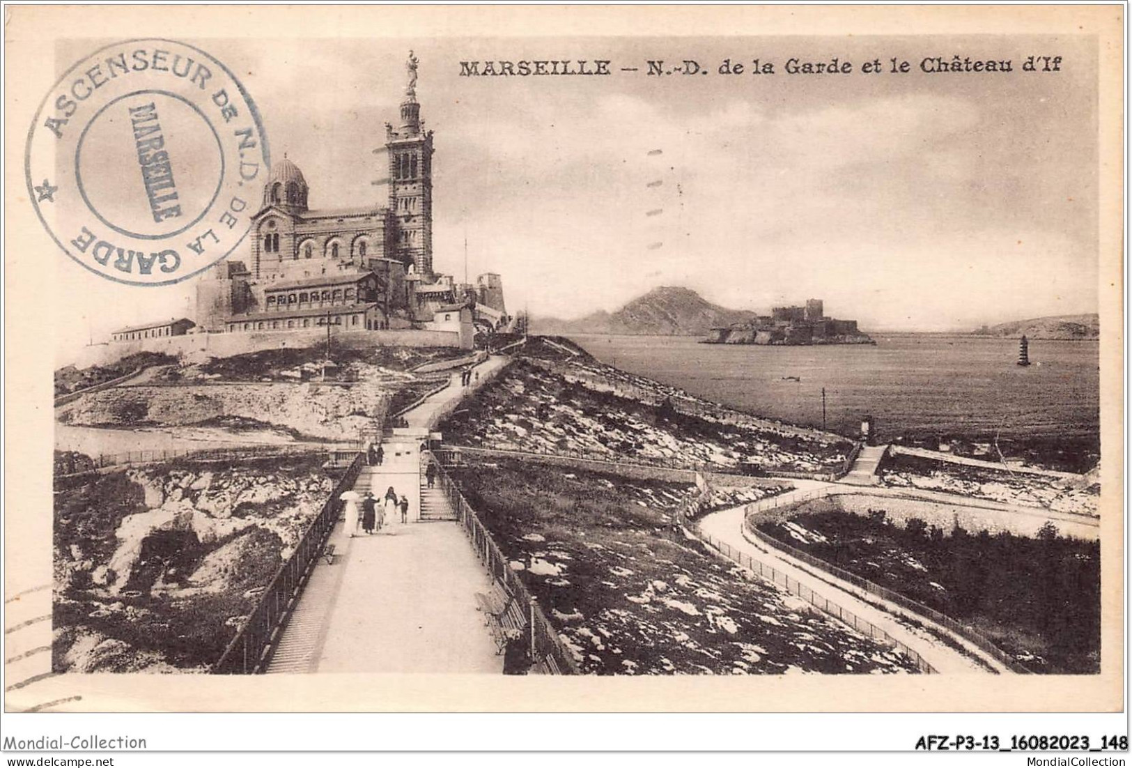 AFZP3-13-0248 - MARSEILLE - Notre-dame De La Garde Et Le Château D'if - Notre-Dame De La Garde, Ascenseur