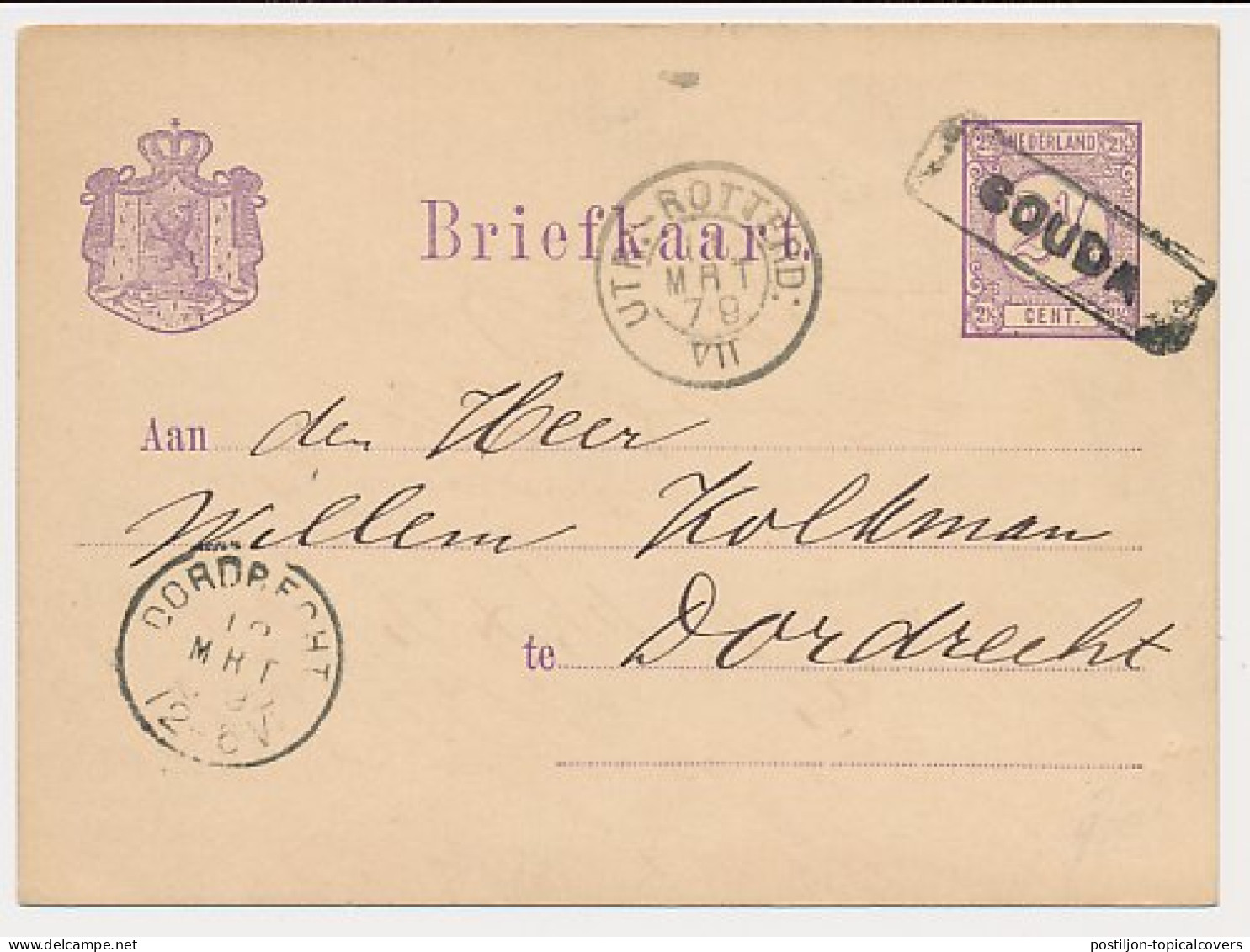 Trein Haltestempel Gouda 1879 - Covers & Documents