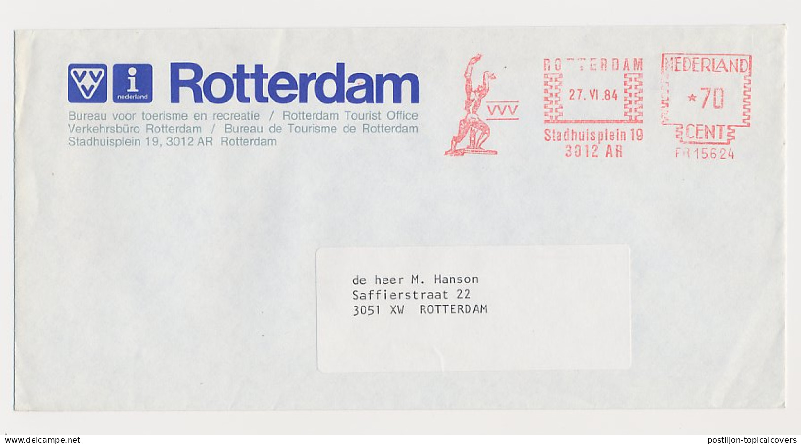 Meter Cover Netherlands 1984 The Destroyed City - WWII - Rotterdam - Ossip Zadkine - Sculpture