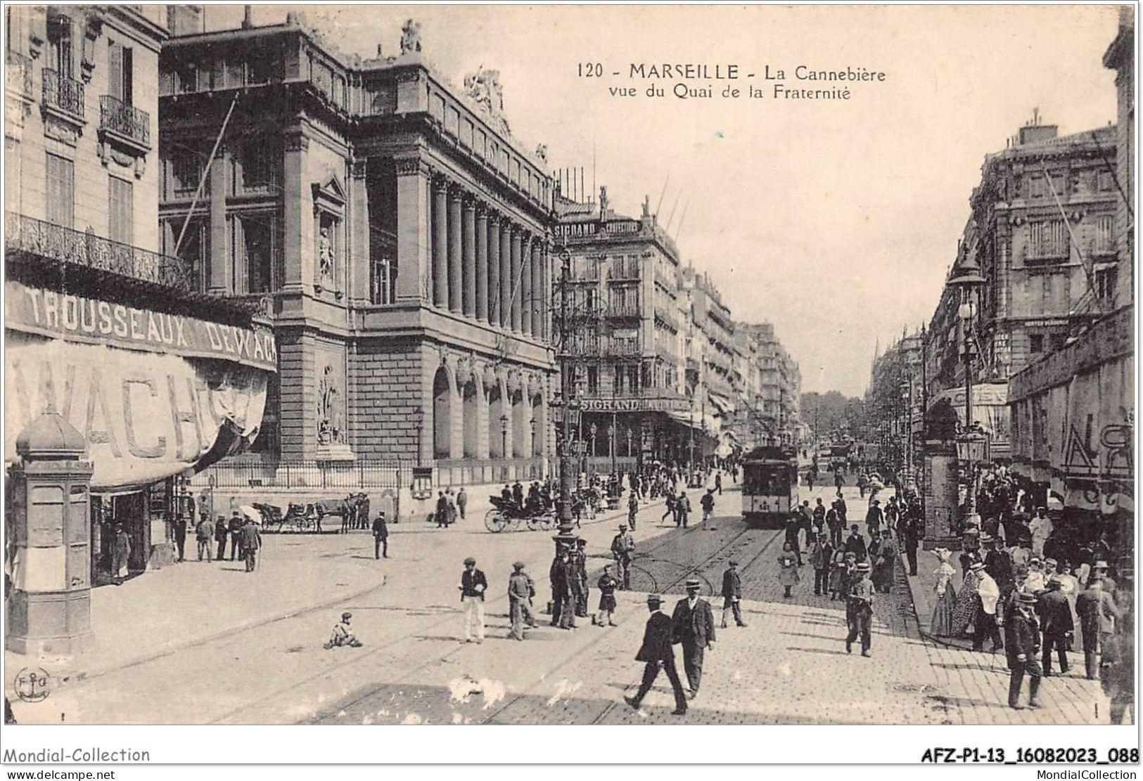 AFZP1-13-0045 - MARSEILLE - La Cannebière Vue Du Quai De La Fraternité - The Canebière, City Centre