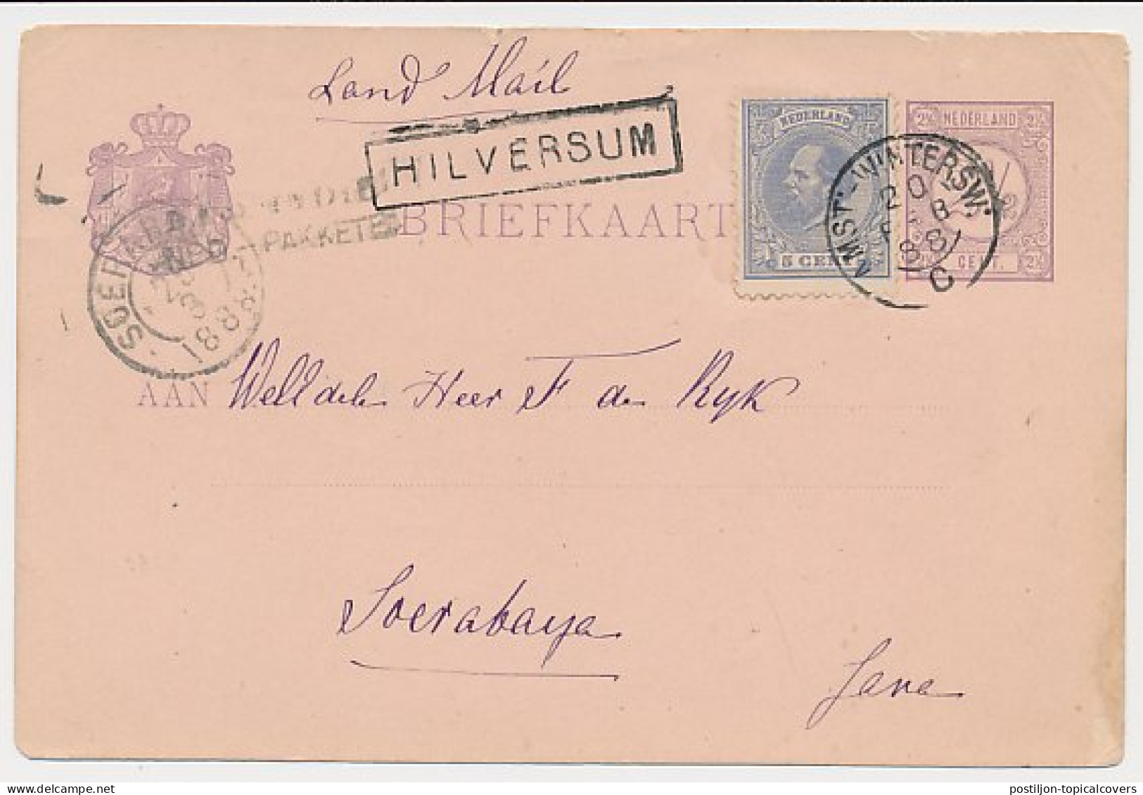 Trein Haltestempel Hilversum 1888 - Lettres & Documents