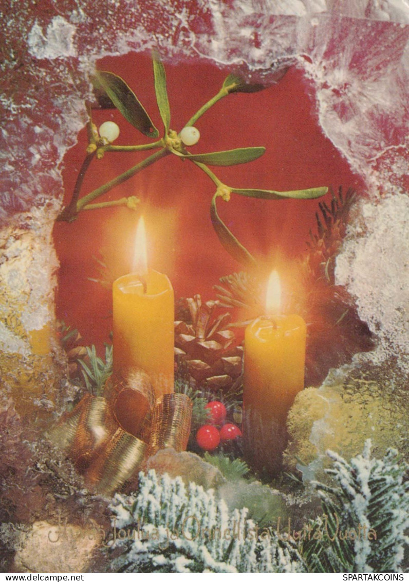 Buon Anno Natale CANDELA Vintage Cartolina CPSM #PAZ256.IT - Neujahr