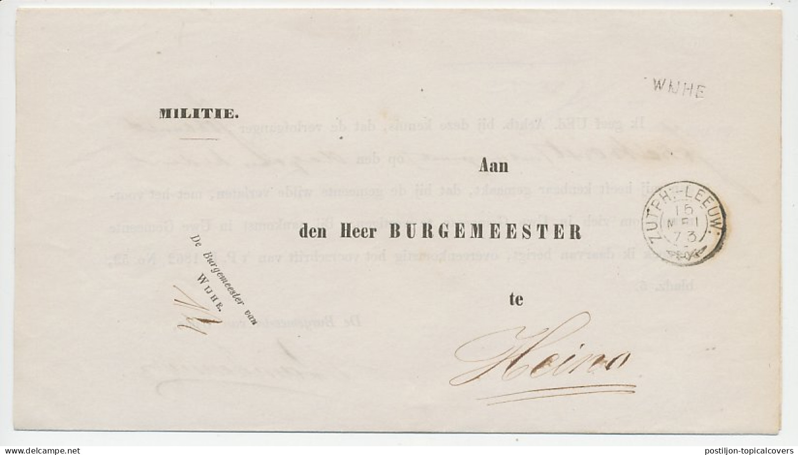 Wijhe - Trein Takjestempel Zutphen - Leeuwarden 1873 - Briefe U. Dokumente