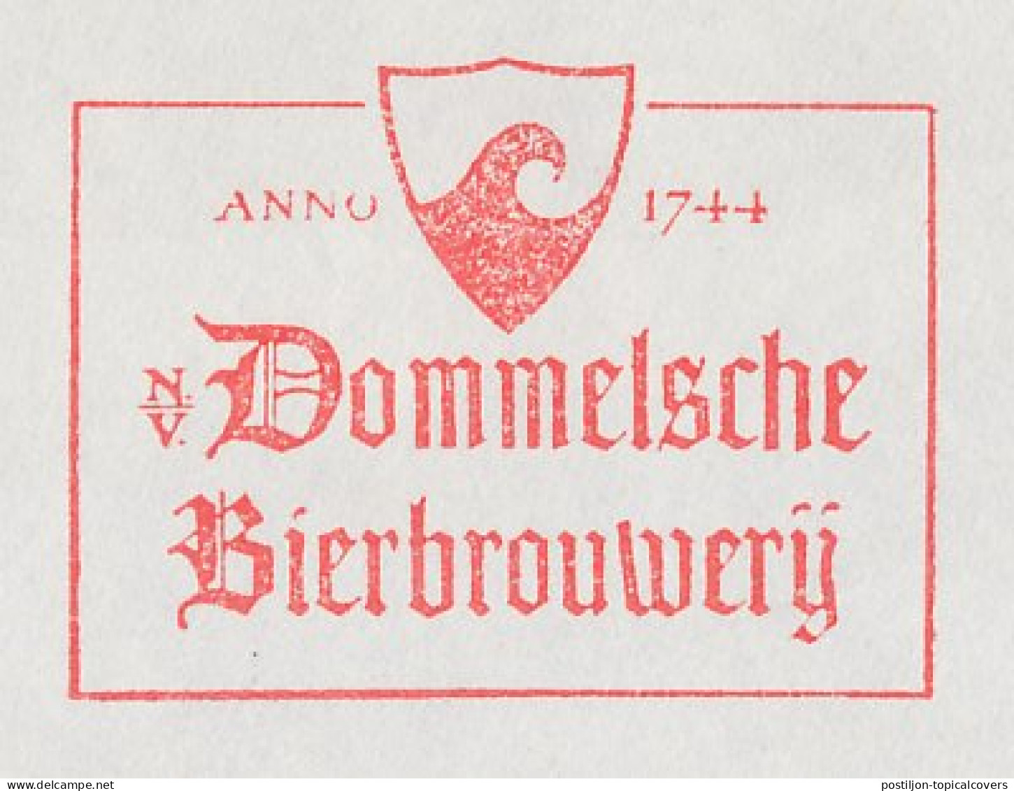 Meter Cover Netherlands 1969 Beer - Dommelsch Brewery - Vins & Alcools