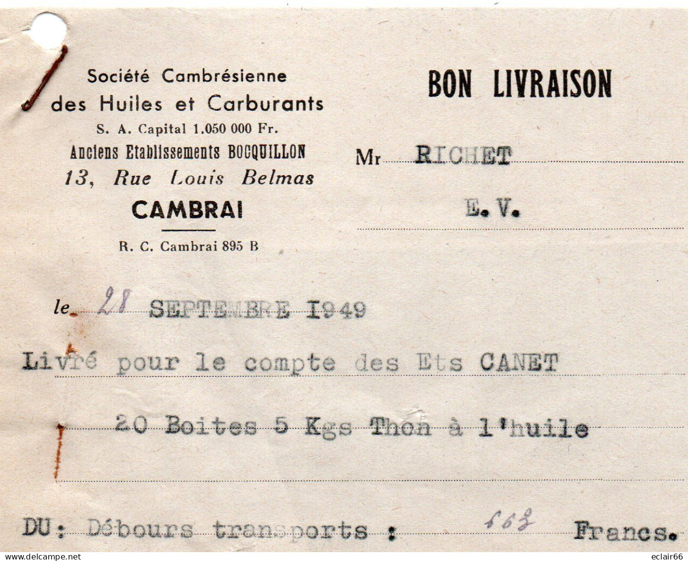 3 Documents Factures NANTES 1949 Conserves Alimentaires PAUL CANET Conserverie COQUILLES ST JACQUES - Lebensmittel