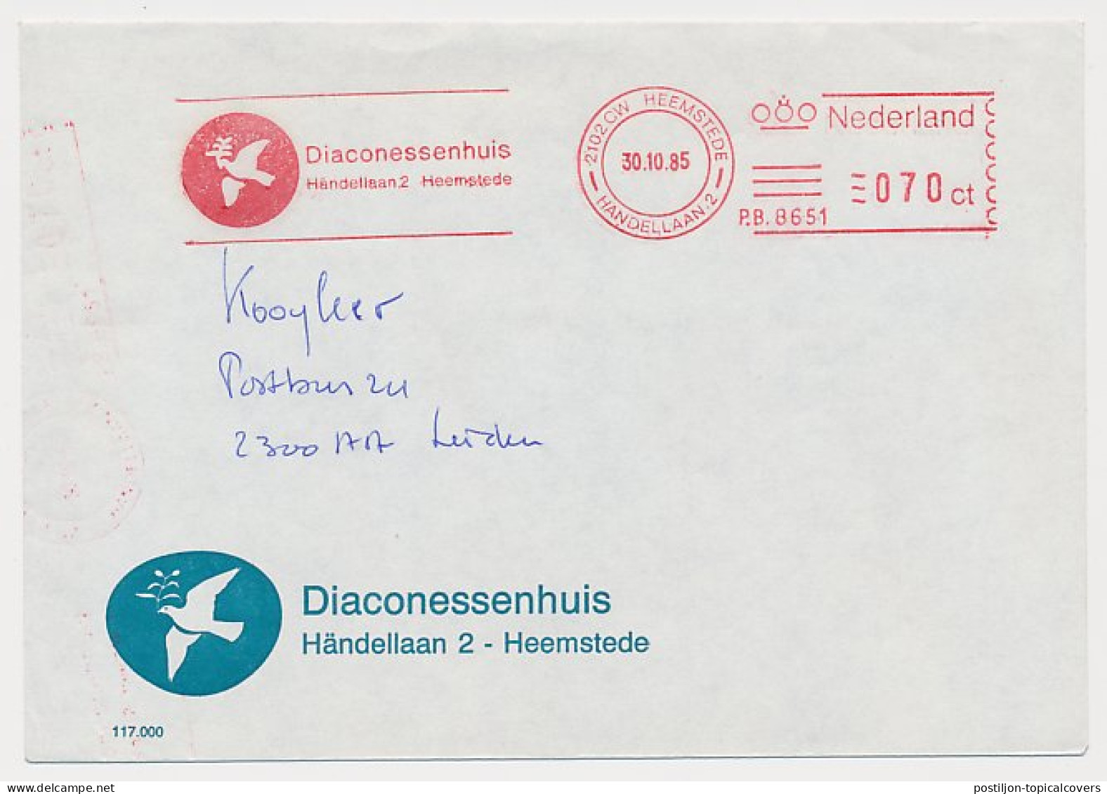 Meter Cover Netherlands 1985 Dove Of Peace - Other & Unclassified
