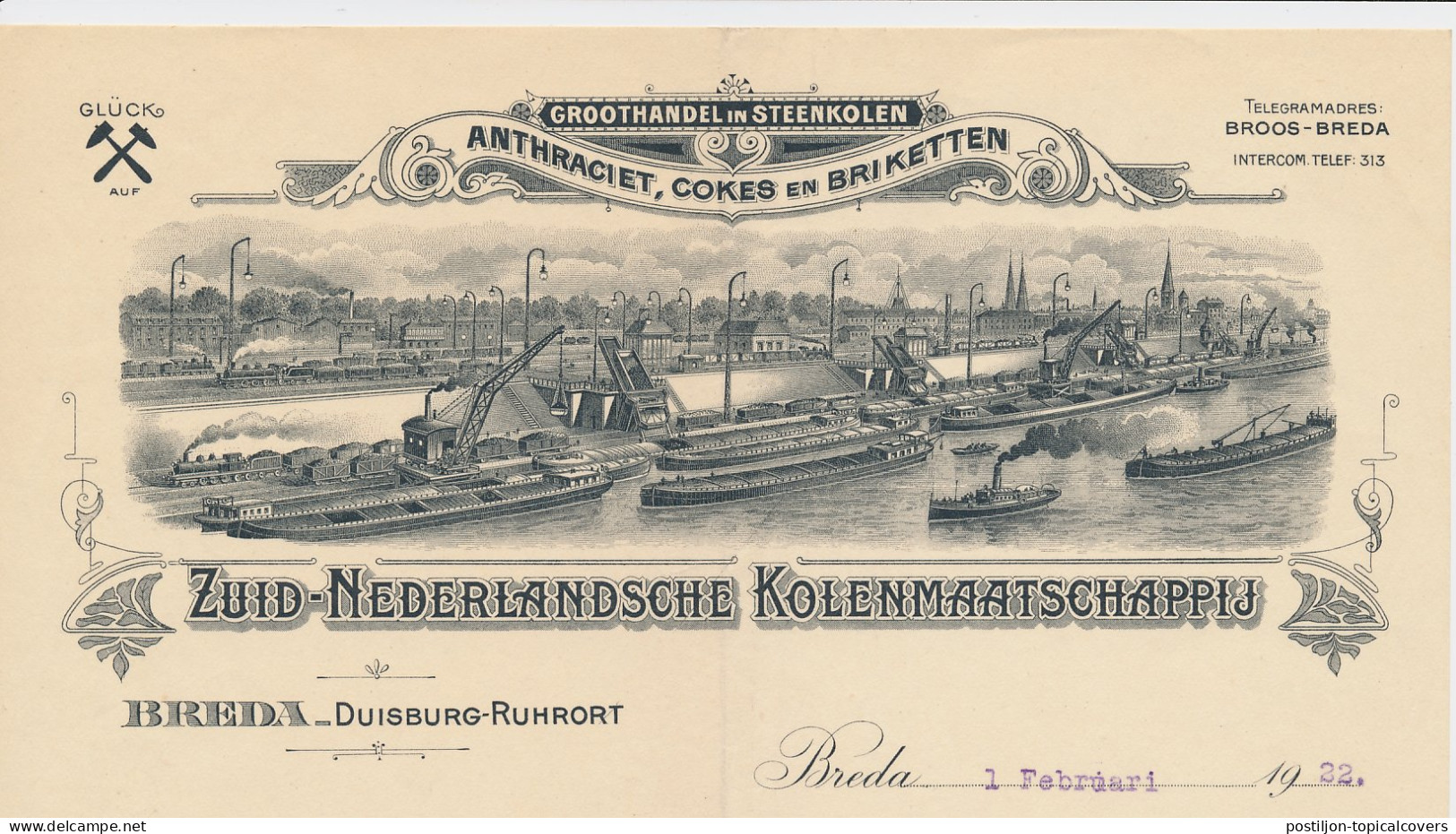 Brief Breda 1922 - Zuid Nederlandsche Kolenmaatschappij - Paesi Bassi