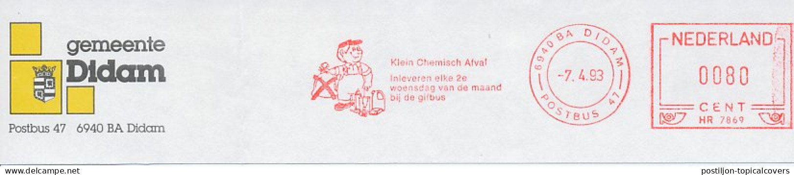Meter Top Cut Netherlands 1993 Chemical Waste - Hand It In - Protection De L'environnement & Climat