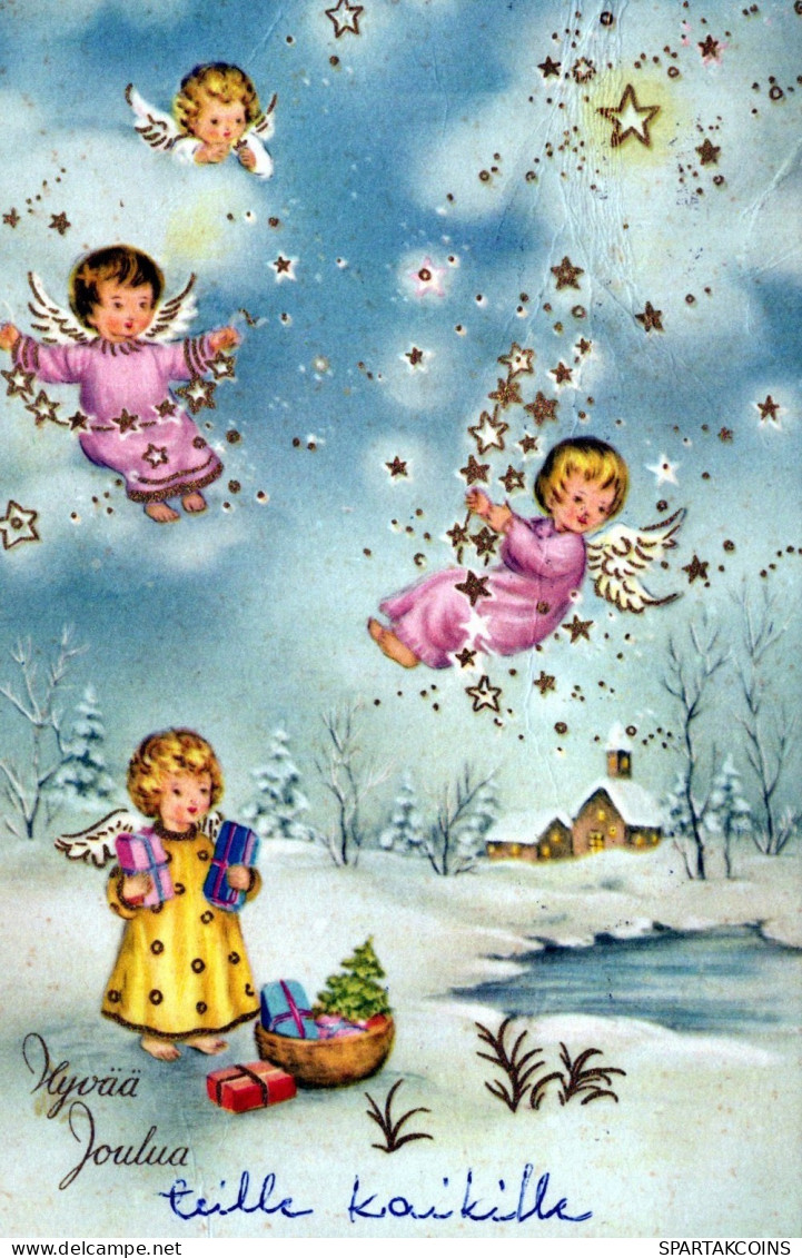 ANGELO Buon Anno Natale Vintage Cartolina CPSMPF #PAG841.IT - Angels