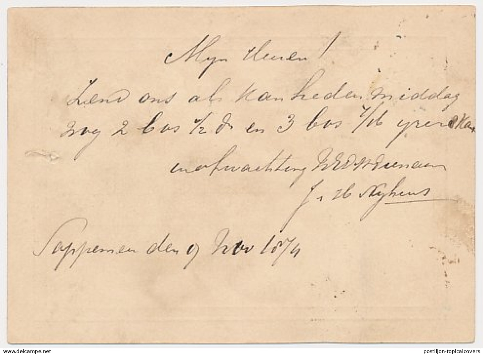 Sappemeer - Trein Haltestempel Hoogezand 1874 - Briefe U. Dokumente