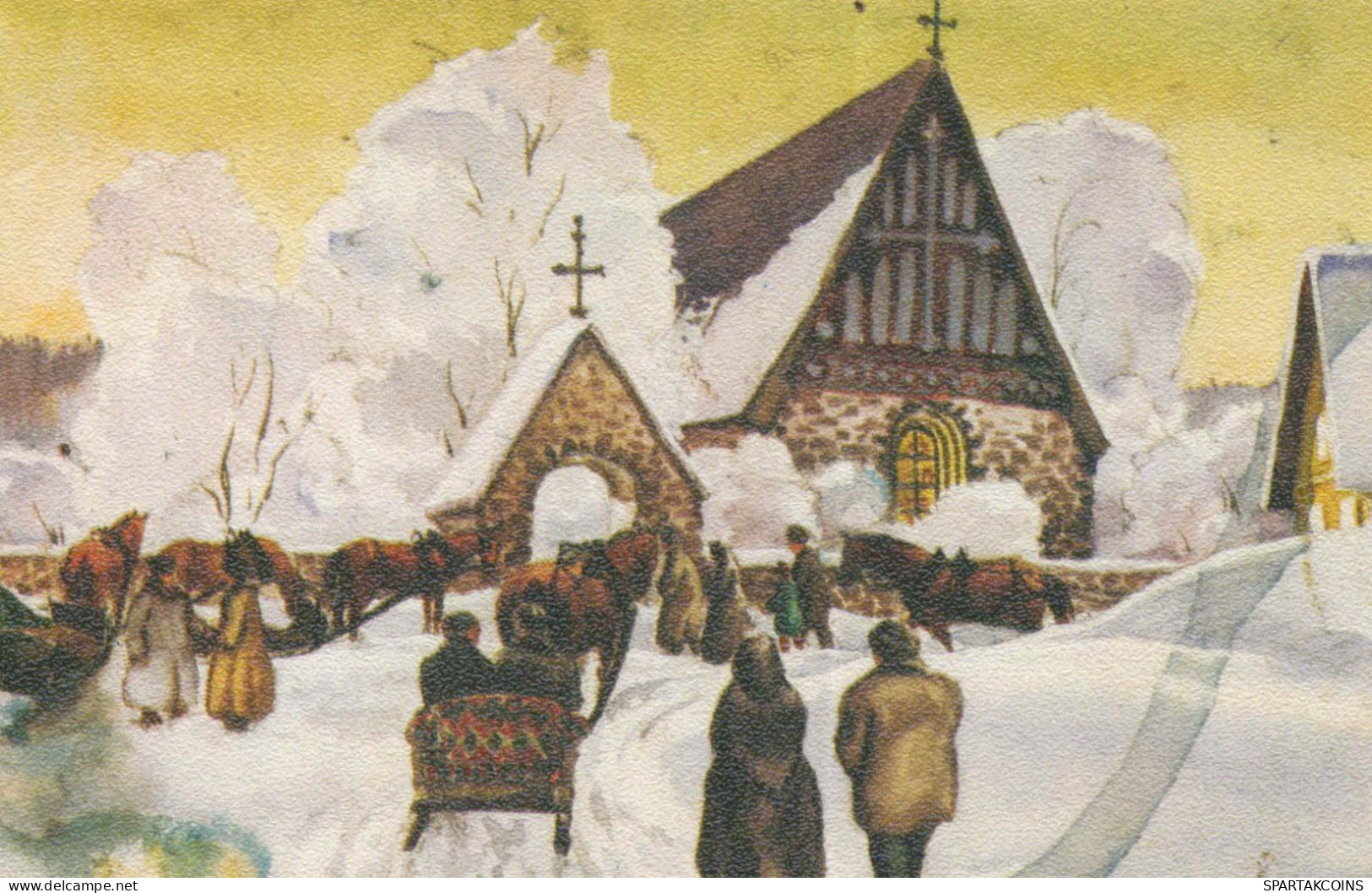 Neujahr Weihnachten KIRCHE Vintage Ansichtskarte Postkarte CPSMPF #PKD625.DE - Nieuwjaar