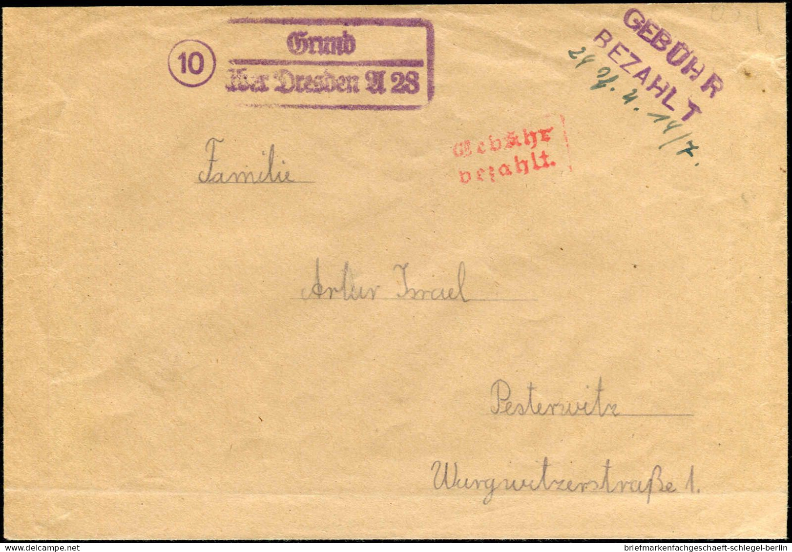 SBZ - Ostsachsen, 1945, Brief - Autres & Non Classés