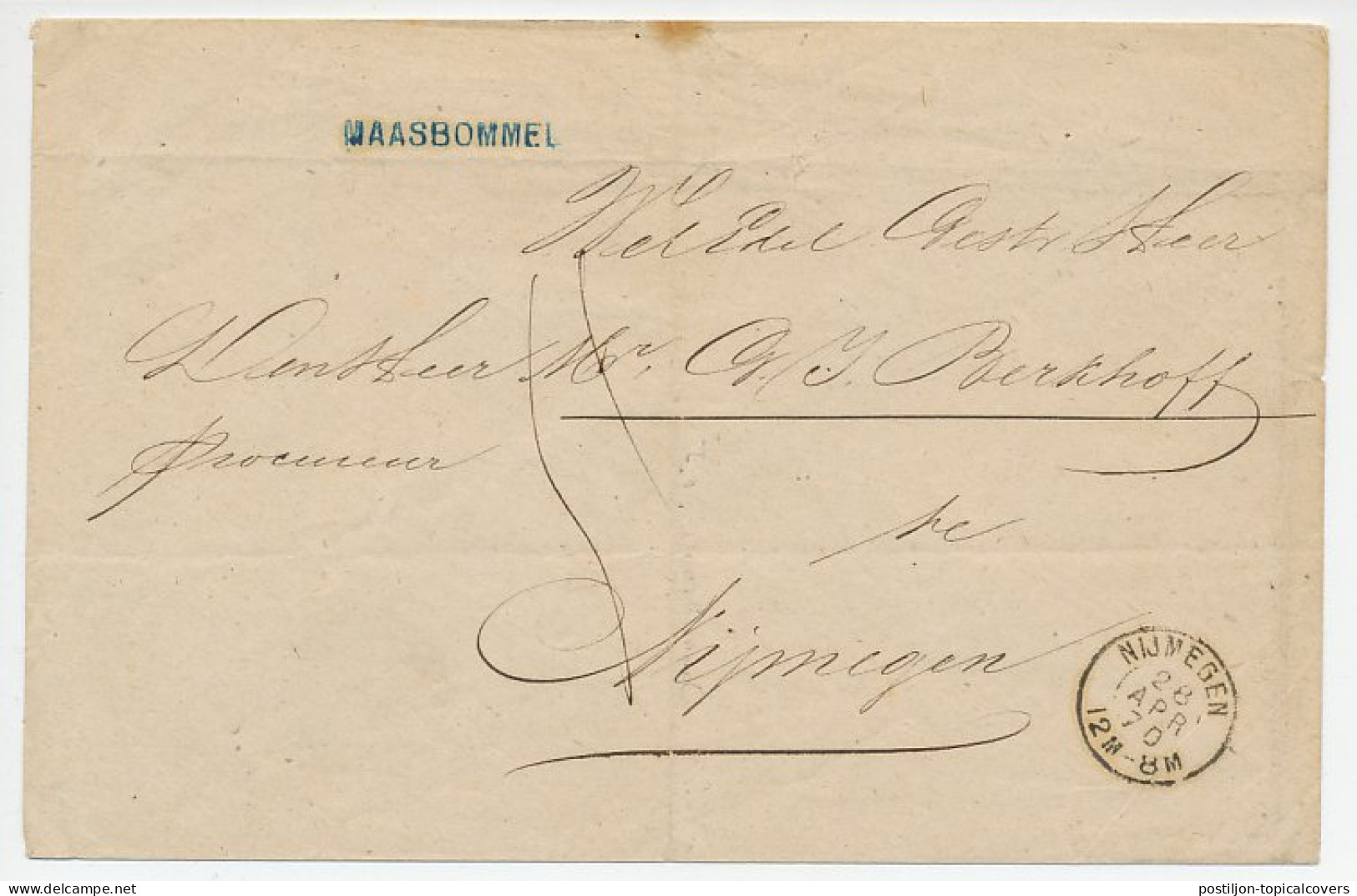 Naamstempel Maasbommel 1870 - Covers & Documents