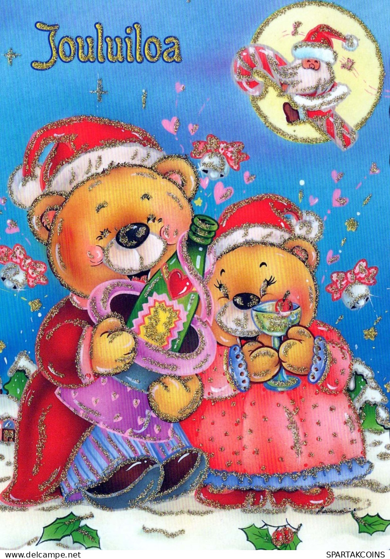 Neujahr Weihnachten GEBÄREN Tier Vintage Ansichtskarte Postkarte CPSM #PBS305.DE - Nieuwjaar