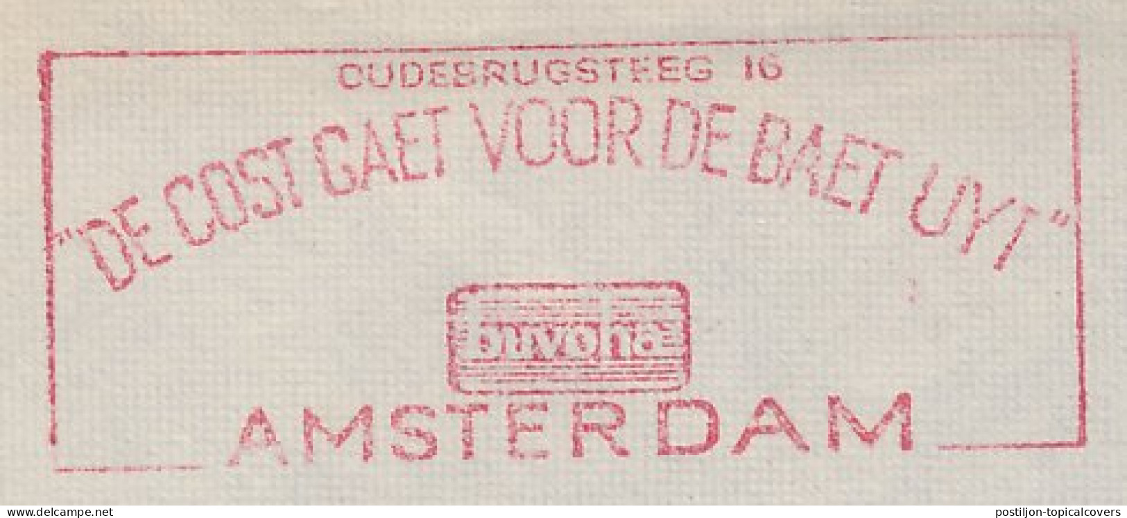 Meter Cover Netherlands 1953 Costs Go Before The Benefits - Amsterdam  - Ohne Zuordnung