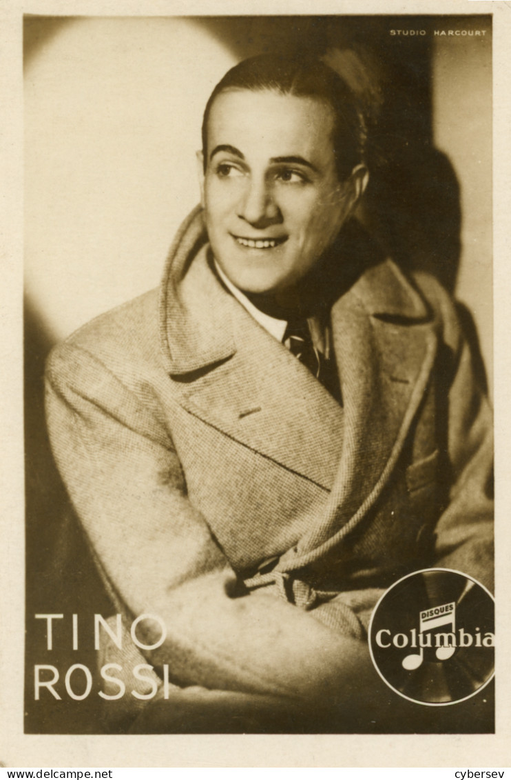 Photo Harcourt - Tino Rossi - Columbia - 9,7 X 14,4 Cm - Entertainers