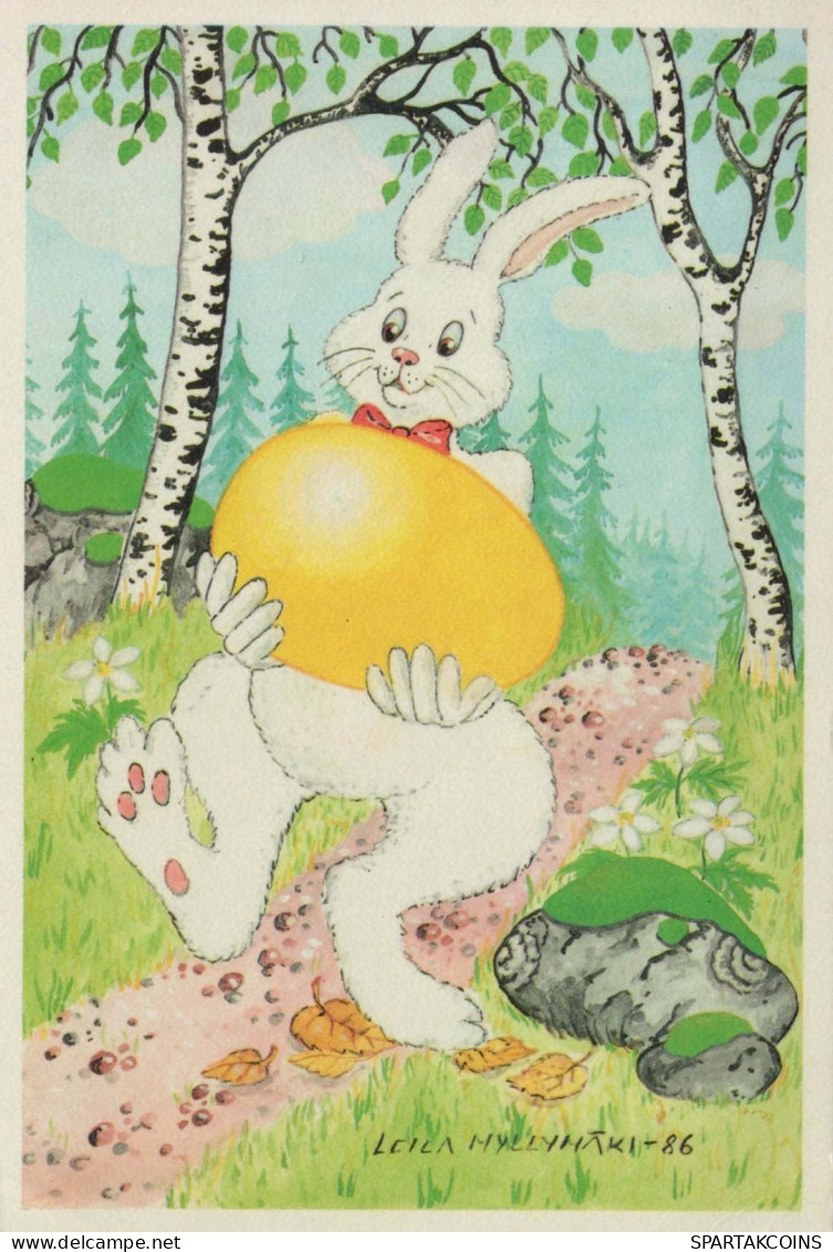 OSTERN KANINCHEN EI Vintage Ansichtskarte Postkarte CPSM #PBO439.DE - Pâques