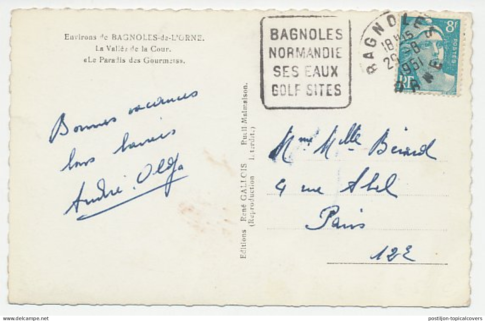 Card / Postmark France 1951 Golf - Autres & Non Classés