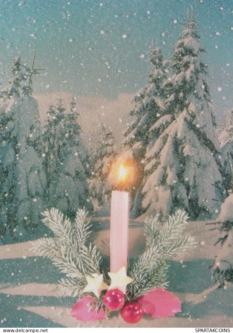 Neujahr Weihnachten KERZE Vintage Ansichtskarte Postkarte CPSM #PBA375.DE - Nouvel An
