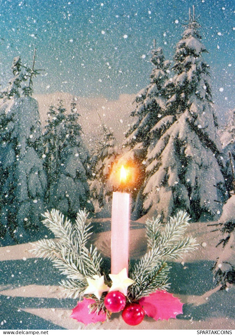 Neujahr Weihnachten KERZE Vintage Ansichtskarte Postkarte CPSM #PBA375.DE - Nouvel An