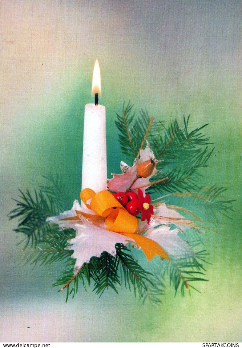 Neujahr Weihnachten KERZE Vintage Ansichtskarte Postkarte CPSM #PBA754.DE - Nouvel An