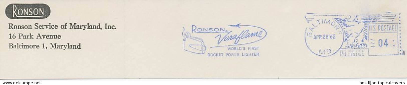 Meter Top Cut USA 1962 Lighter - Ronson - Rocket Power - Tobacco