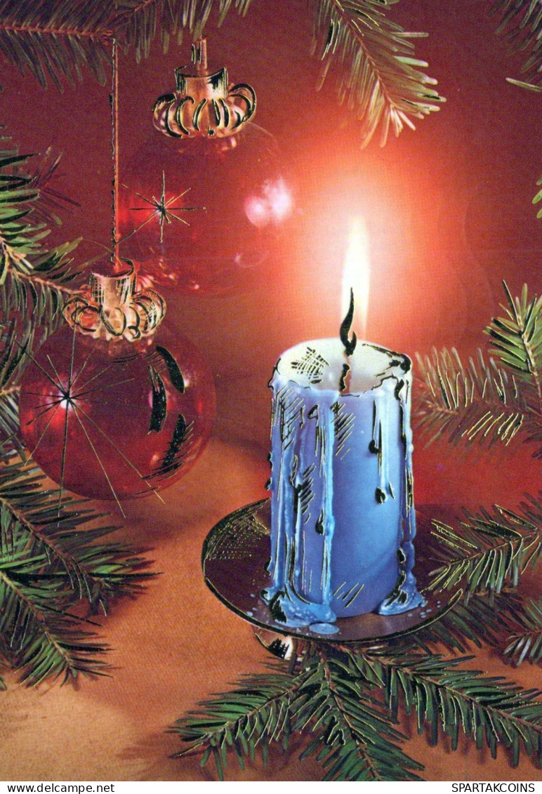Neujahr Weihnachten KERZE Vintage Ansichtskarte Postkarte CPSM #PBA133.DE - Nouvel An