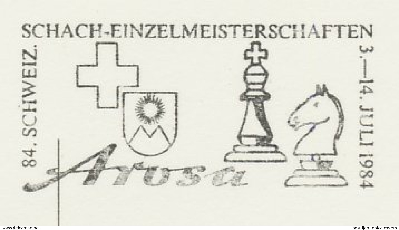 Postcard / Postmark Switzerland 1984 Chess Tournament Arosa - Non Classés