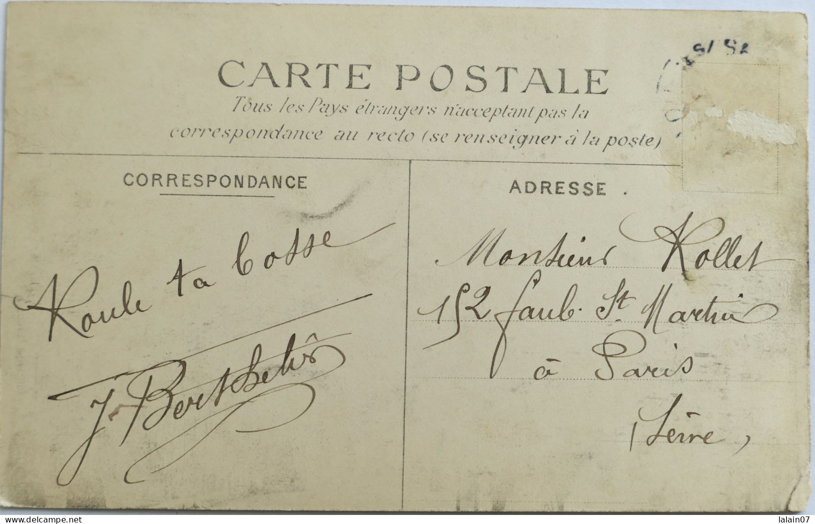 C. P. A. Couleur : 93 : SAINT OUEN : Rue Louis Leblanc, "Hôtel Meublé", Animé, Timbre En 1905 - Saint Ouen