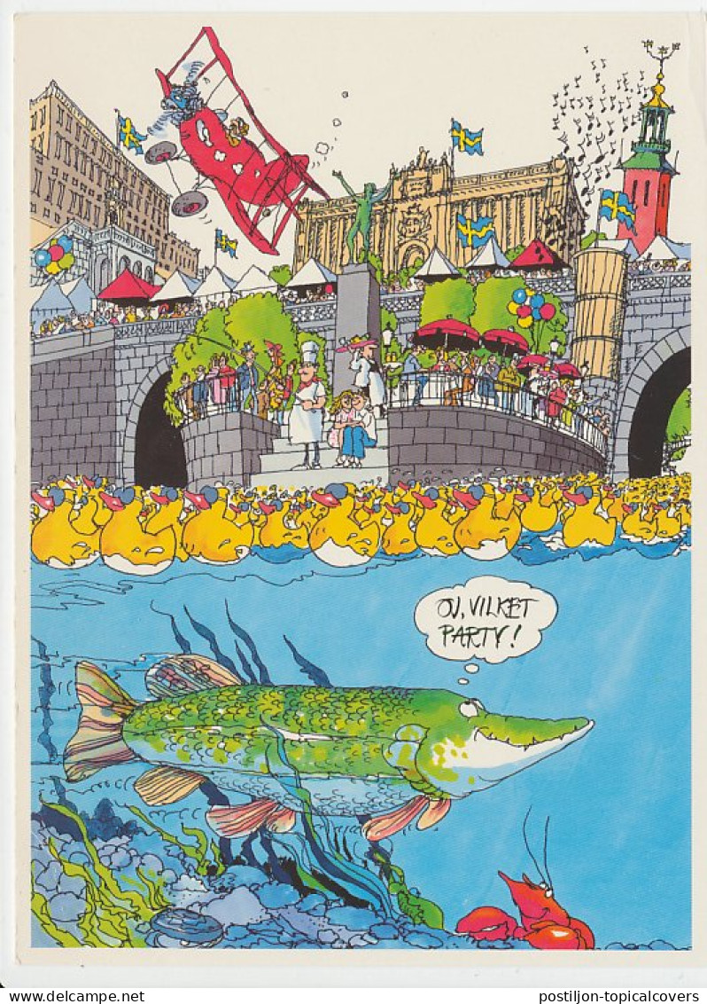 Postal Stationery Sweden Water - Rubber Duck - Fish - Lobster - Pearl Oyster - Comics