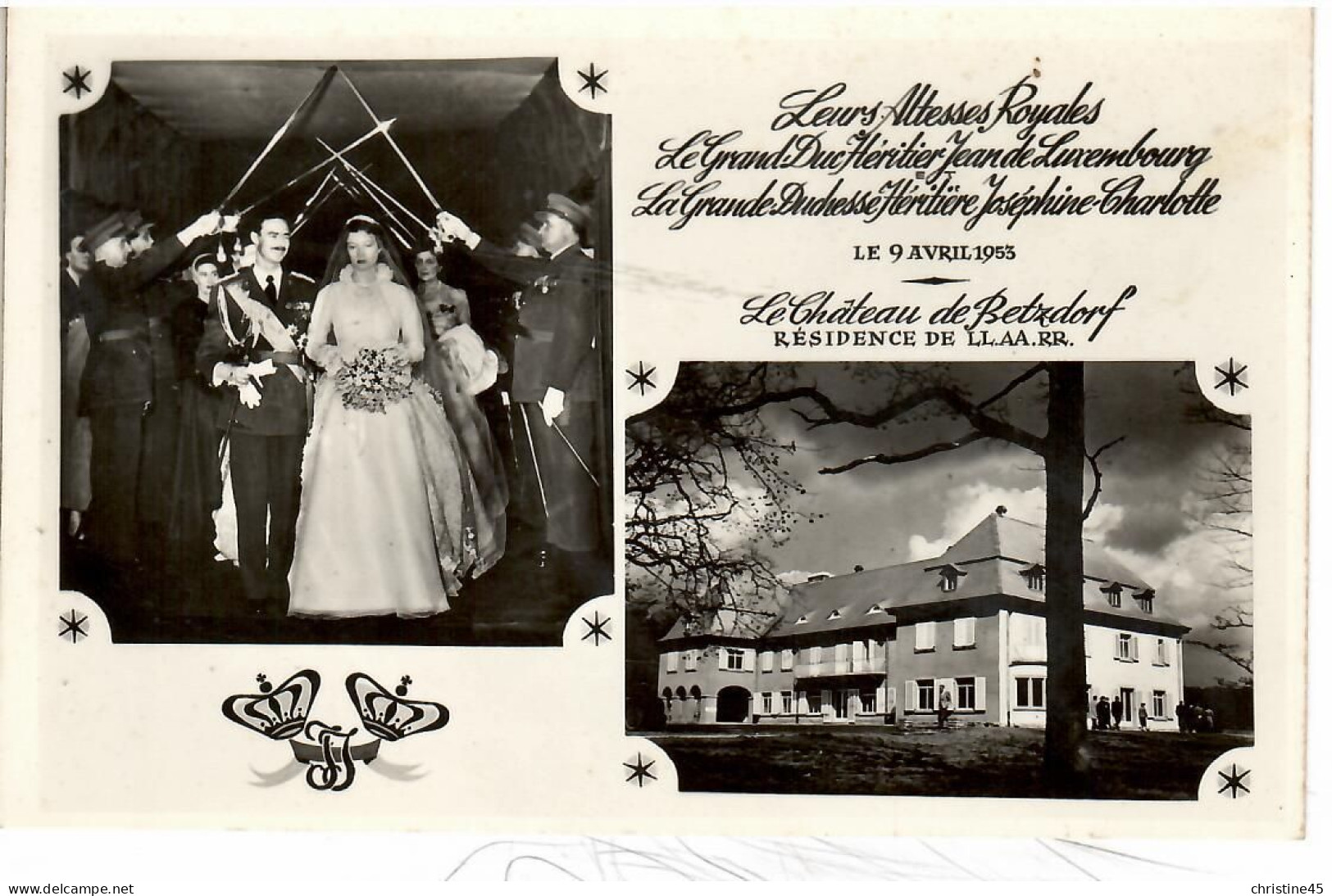 LUXEMBOURG   LE MARIAGE DE LEURS ALTESSES ROYALES   JEAN DE LUXEMBOURG   LA PRINCESSE JOSEPHINE DE BELGIQUE  J - Sonstige & Ohne Zuordnung