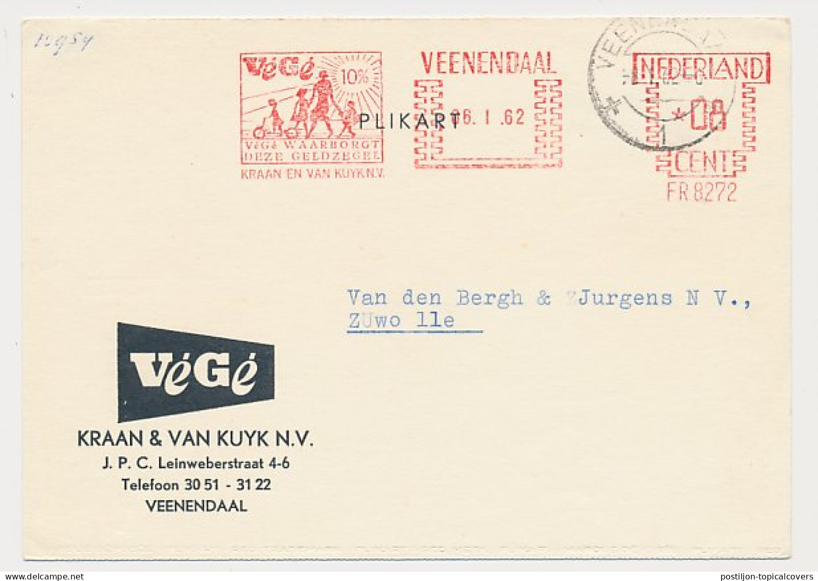 Meter Card Netherlands 1962 Family - Scooter - Step - Veenendaal - Autres & Non Classés