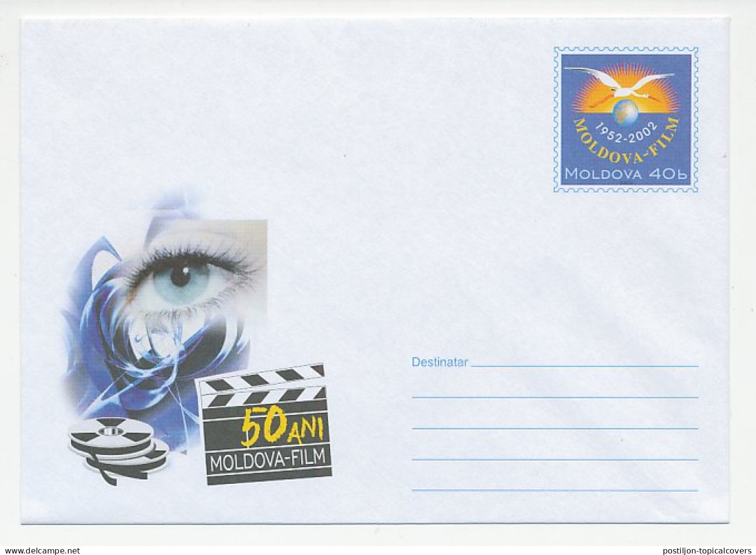 Postal Stationery Moldavia 2002 50 Years Moldavia Film - Stork - Cinema