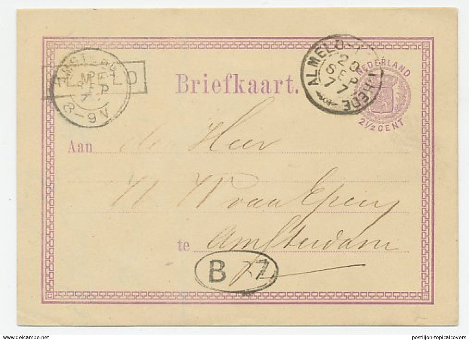 Trein Takjestempel Almelo - Enschede 1877 - Covers & Documents